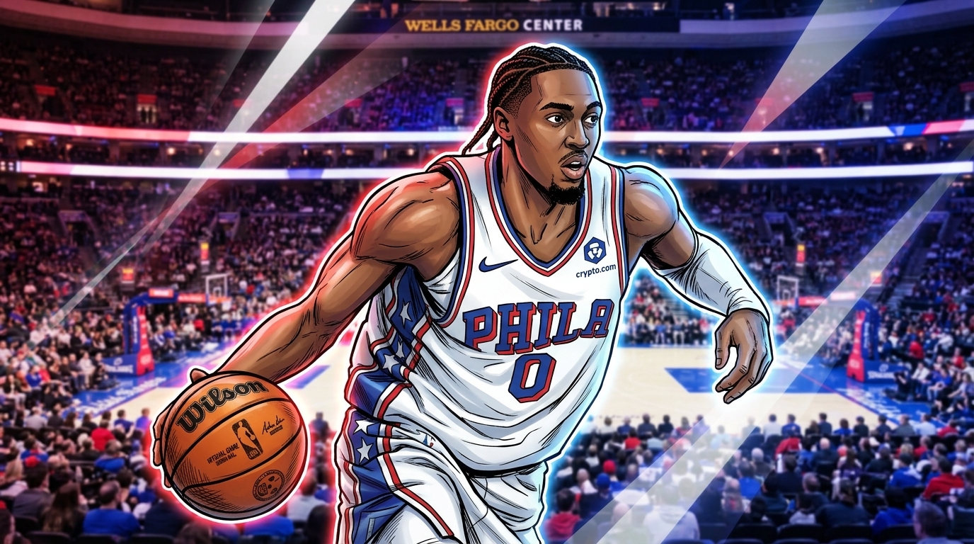 Tyrese Maxey, Philadelphia 76ers, comic-styled ahead of the 2026-27 season
