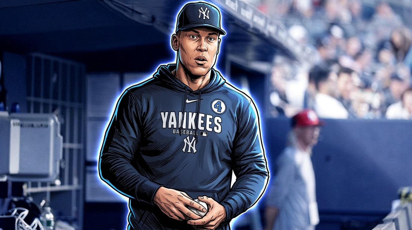 Aaron Judge in Yankees gear with neon rim glow effect — Swipe Sports