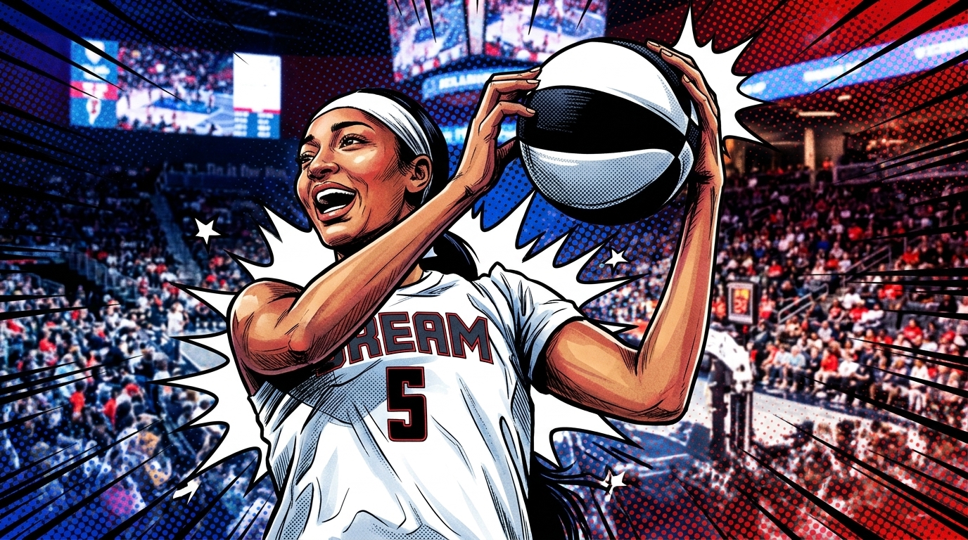 Angel Reese, comic-style illustrated portrait