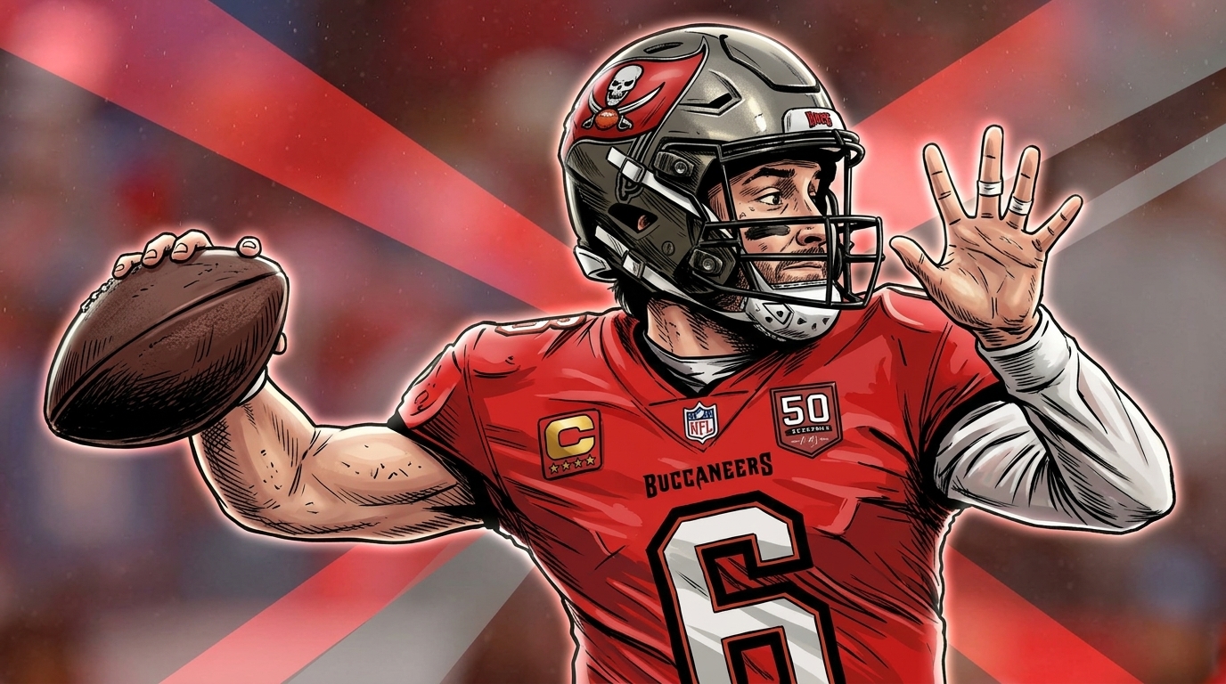 Baker Mayfield Tampa Bay Buccaneers comic book style — Swipe Sports