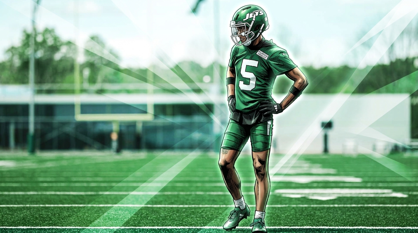 Garrett Wilson in NFL jersey, geometric light streaks effect