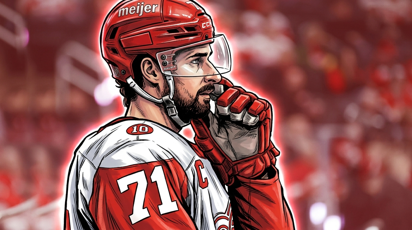 Dylan Larkin Detroit Red Wings neon rim glow — Swipe Sports