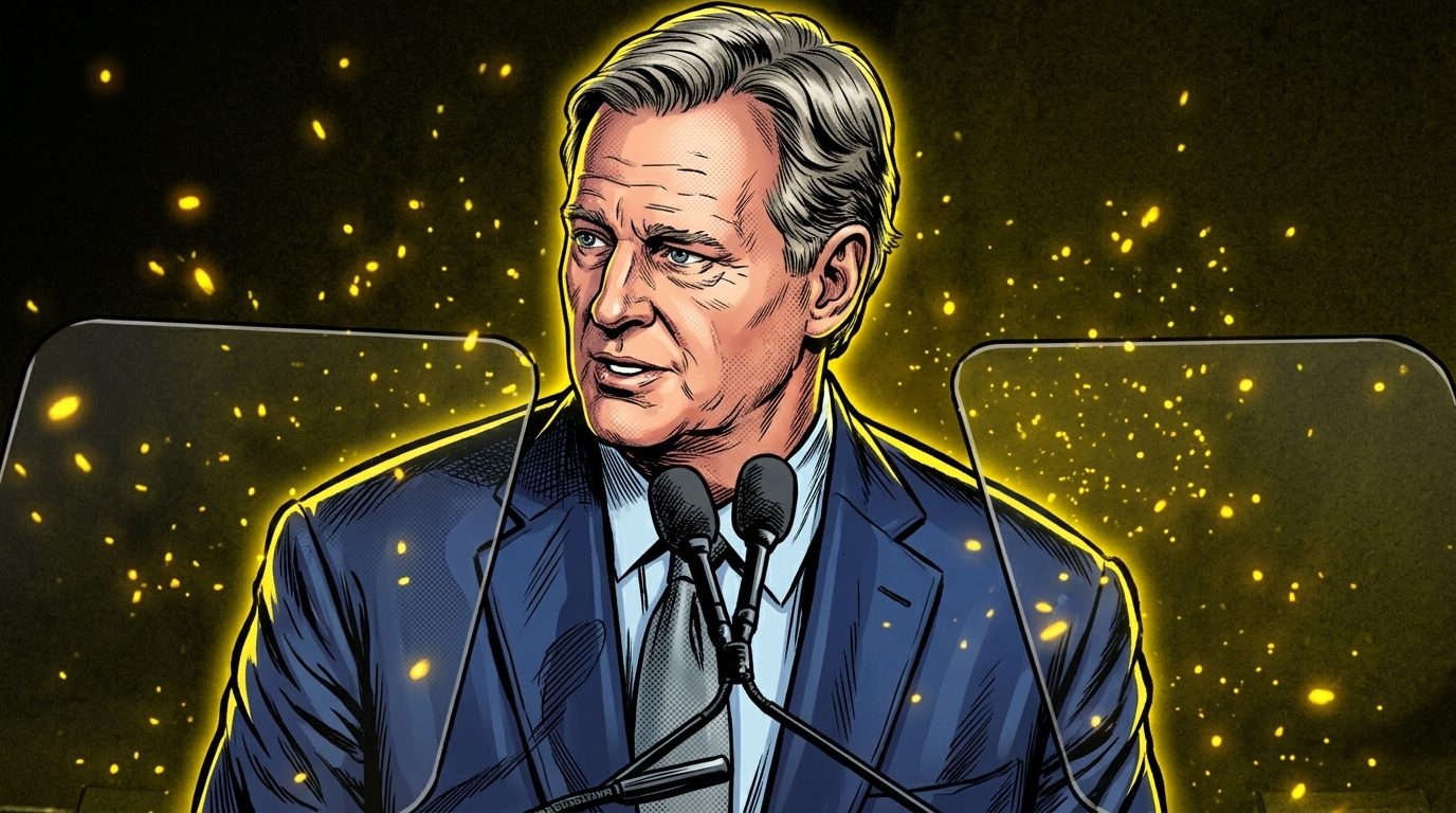 Roger Goodell speaking at a podium, comic-style illustration