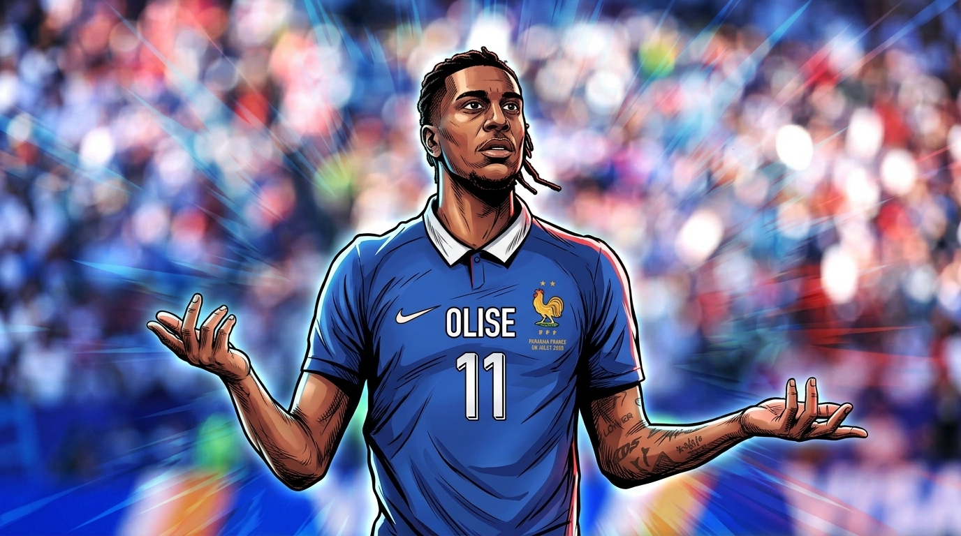 Michael Olise in blue France jersey with shockwave effect — Swipe Sports