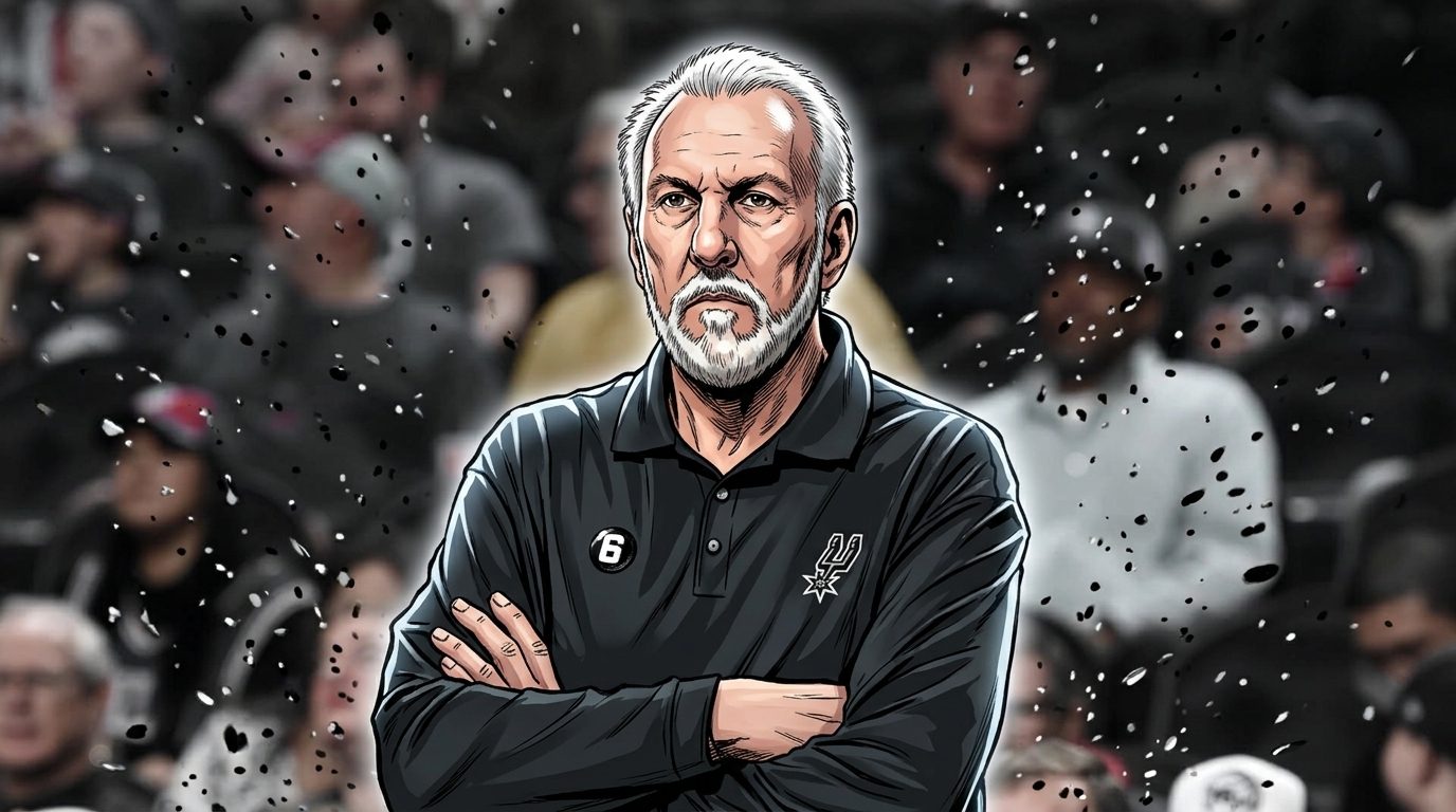 Gregg Popovich, San Antonio Spurs president of basketball operations, comic-style illustration