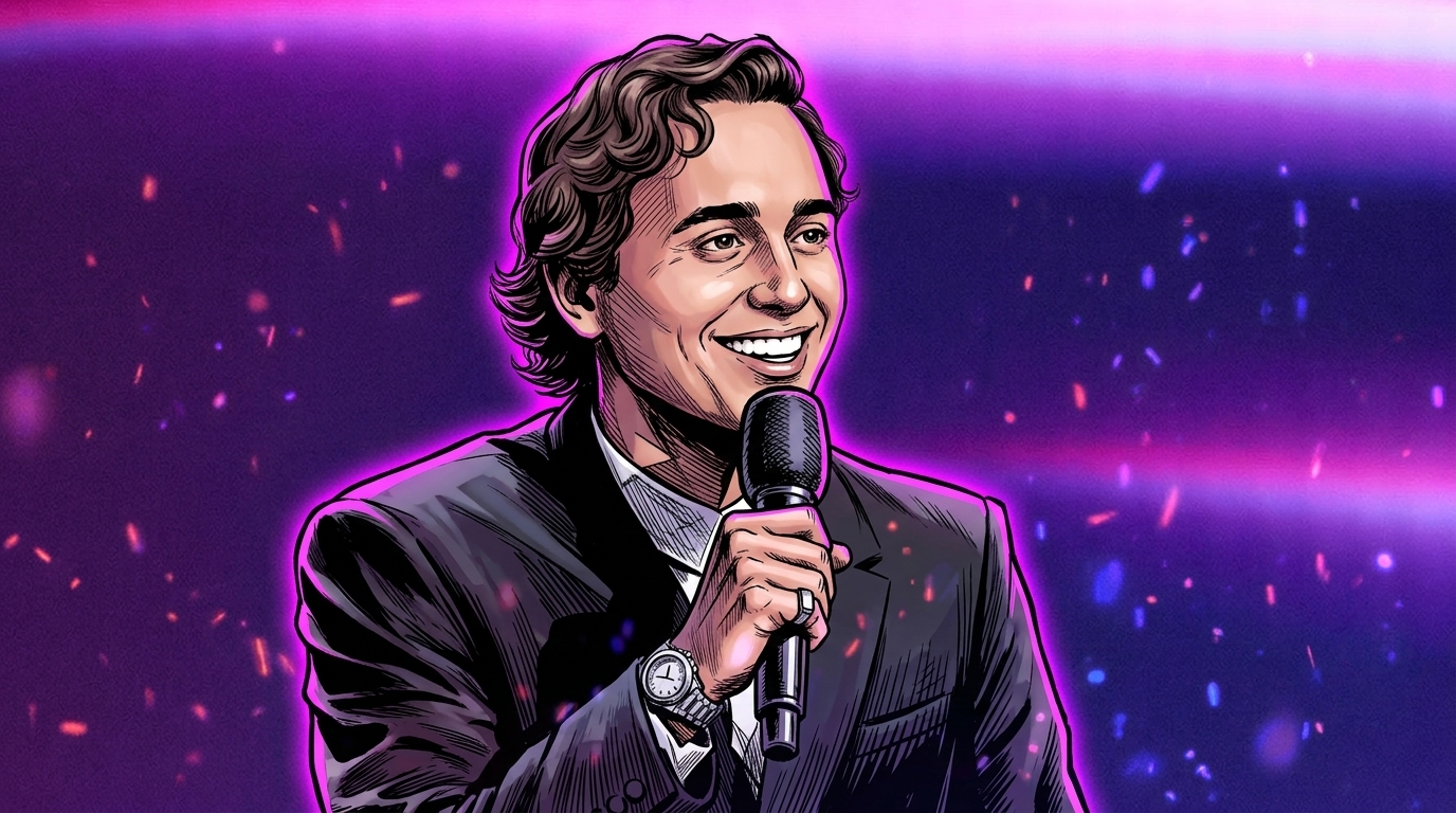 Marcello Hernandez hosts the 2026 ESPYs on stage, comic-style illustration