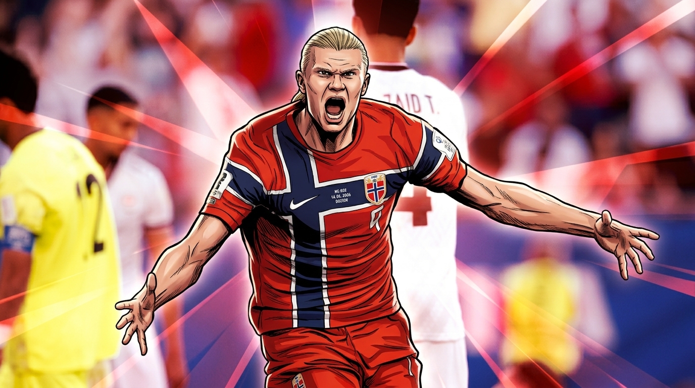 Erling Haaland celebrating in Norway jersey — Swipe Sports