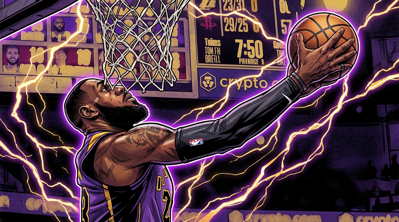 LeBron James in electric energy comic art style